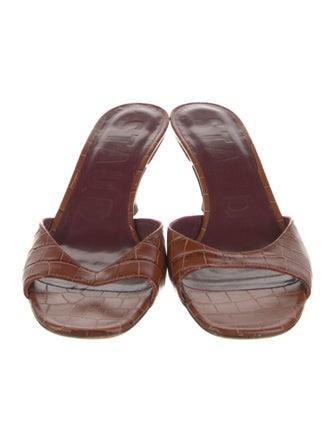 Staud Embossed Leather Slides