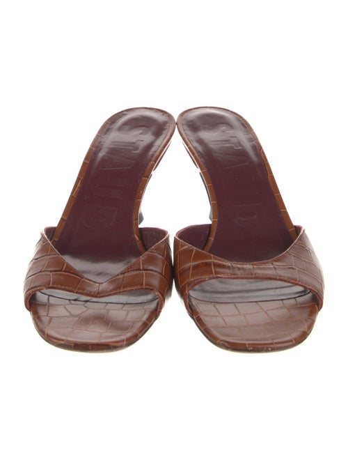 Staud Embossed Leather Slides