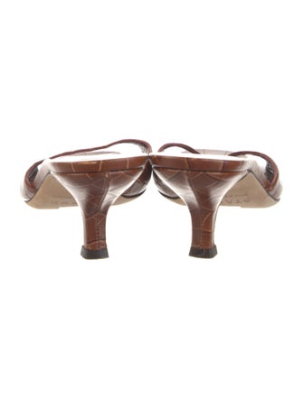 Staud Embossed Leather Slides