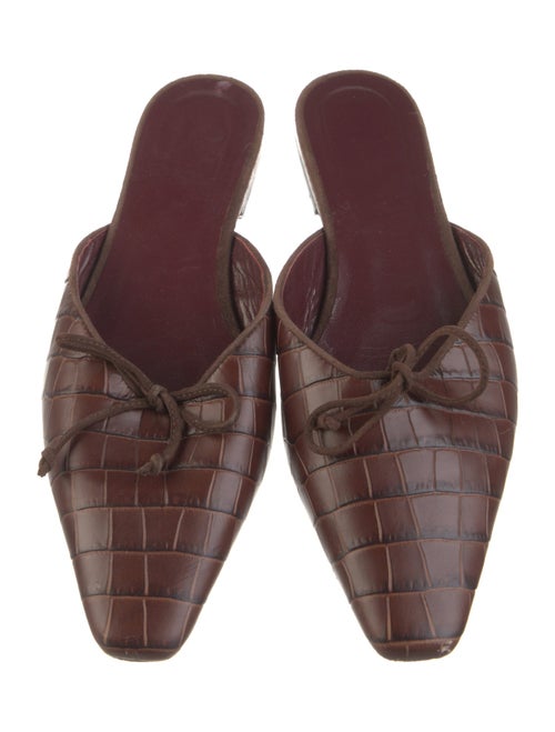 Staud Embossed Leather Bow Accents Mules
