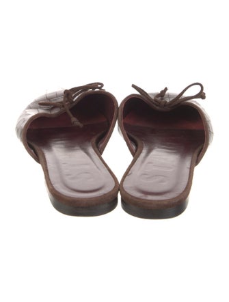 Staud Embossed Leather Bow Accents Mules