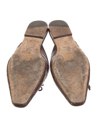 Staud Embossed Leather Bow Accents Mules