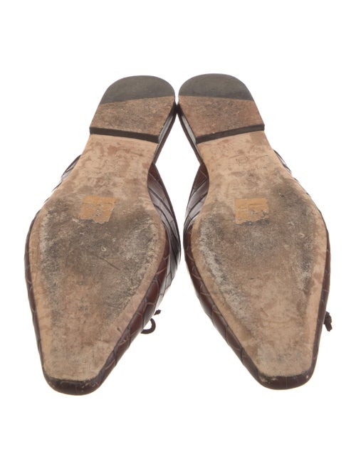 Staud Embossed Leather Bow Accents Mules