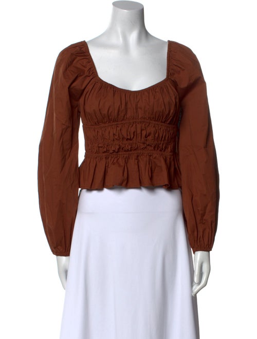 Staud Square Neckline Long Sleeve Crop Top