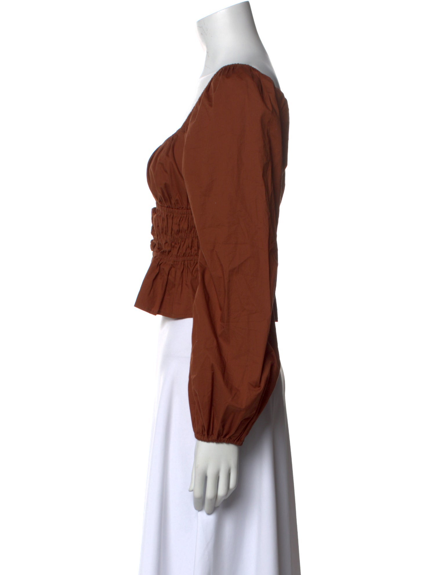 Staud Square Neckline Long Sleeve Crop Top