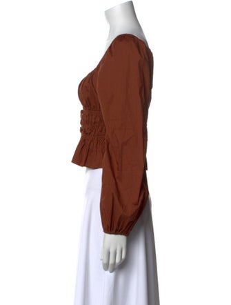 Staud Square Neckline Long Sleeve Crop Top