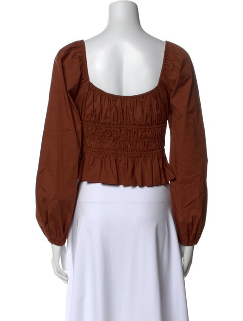 Staud Square Neckline Long Sleeve Crop Top