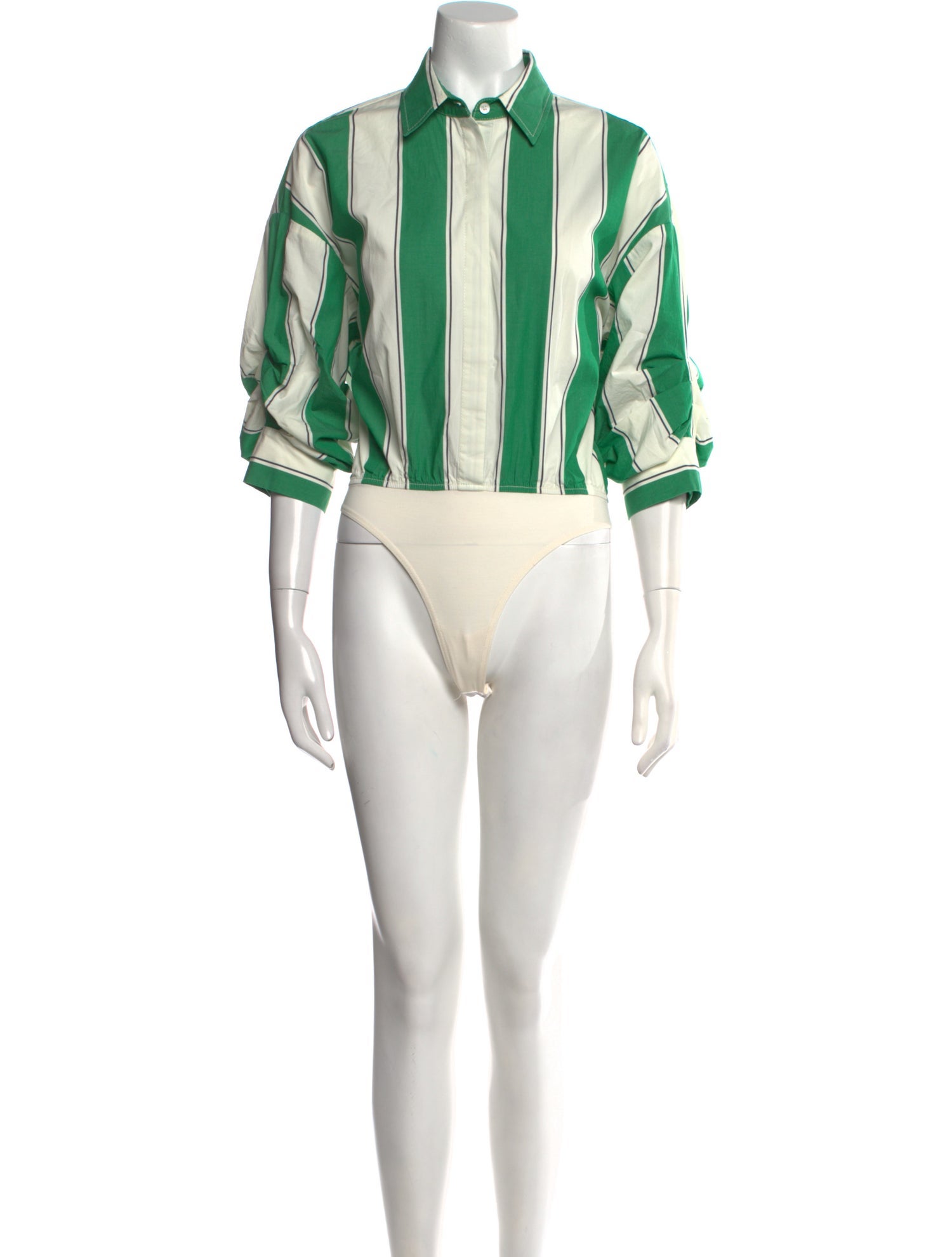 Staud Striped Mock Neck Bodysuit