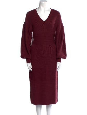 Staud V-Neck Midi Length Dress