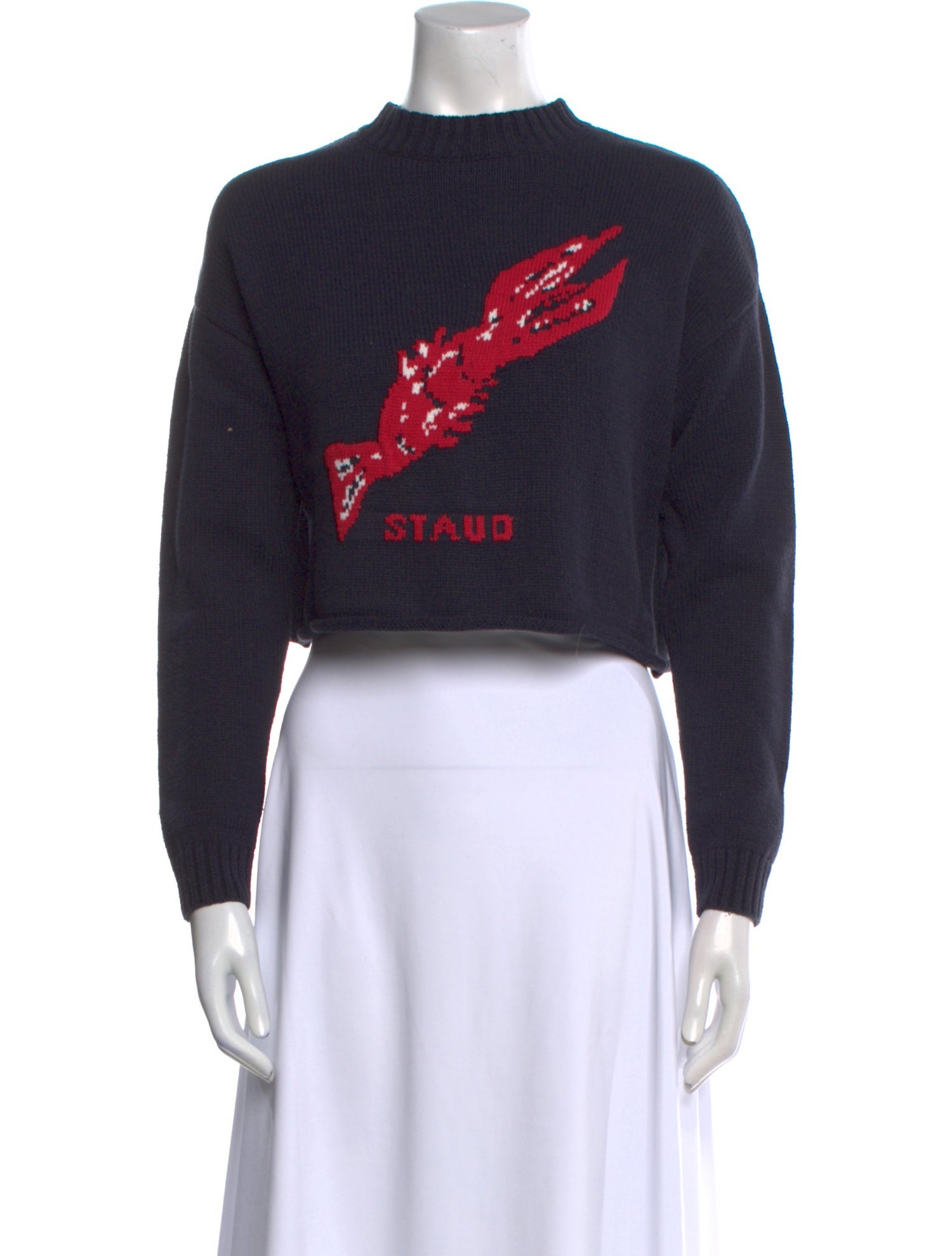 Staud Graphic Print Mock Neck Sweater