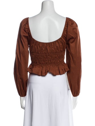 Staud Square Neckline Long Sleeve Crop Top