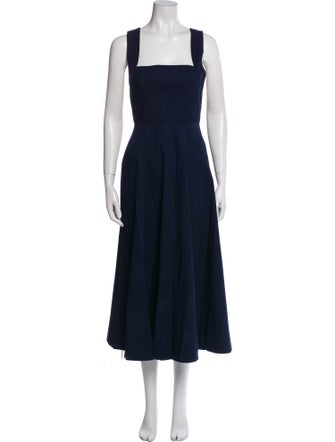 Staud Square Neckline Midi Length Dress