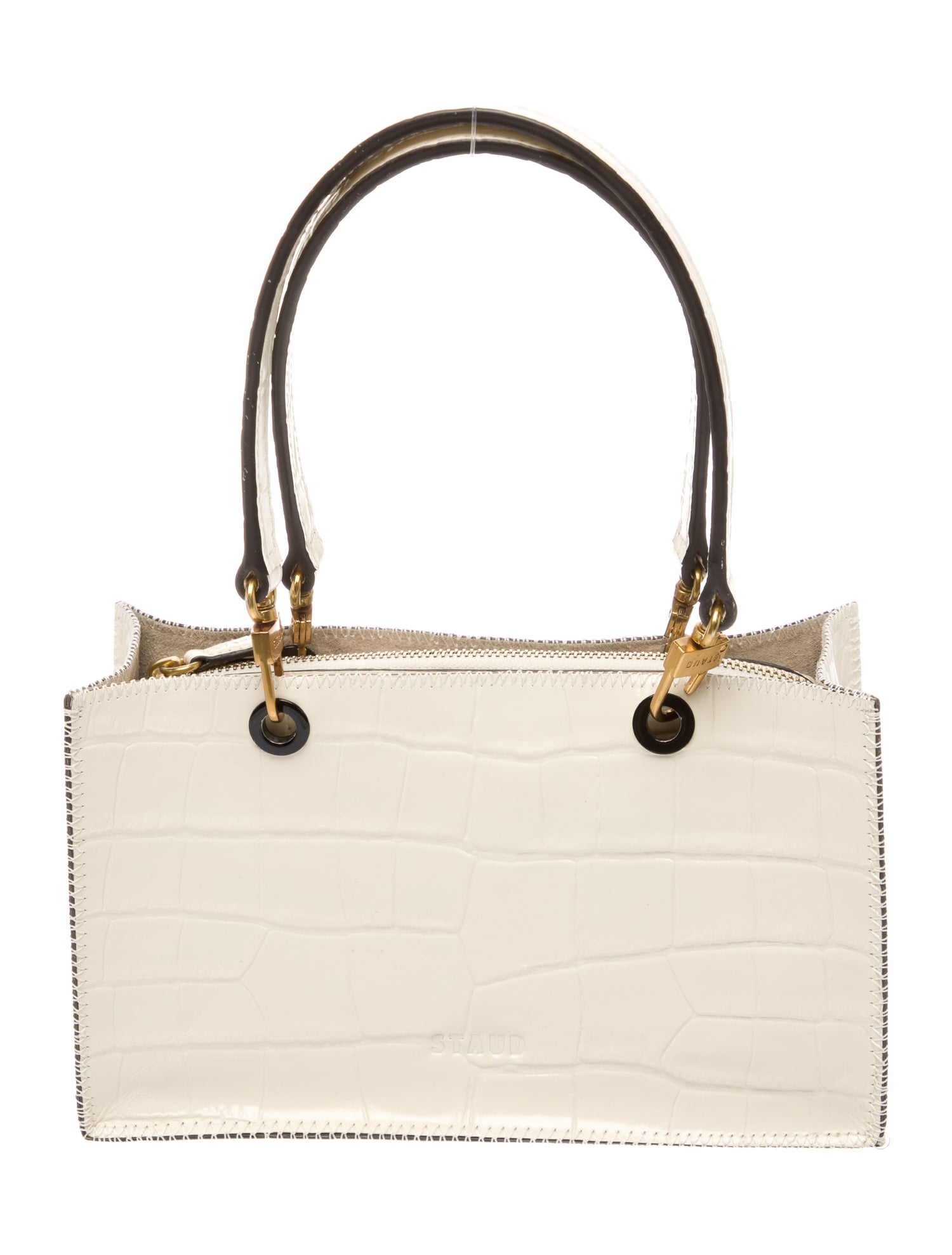 Staud Embossed Leather Top Handle Bag