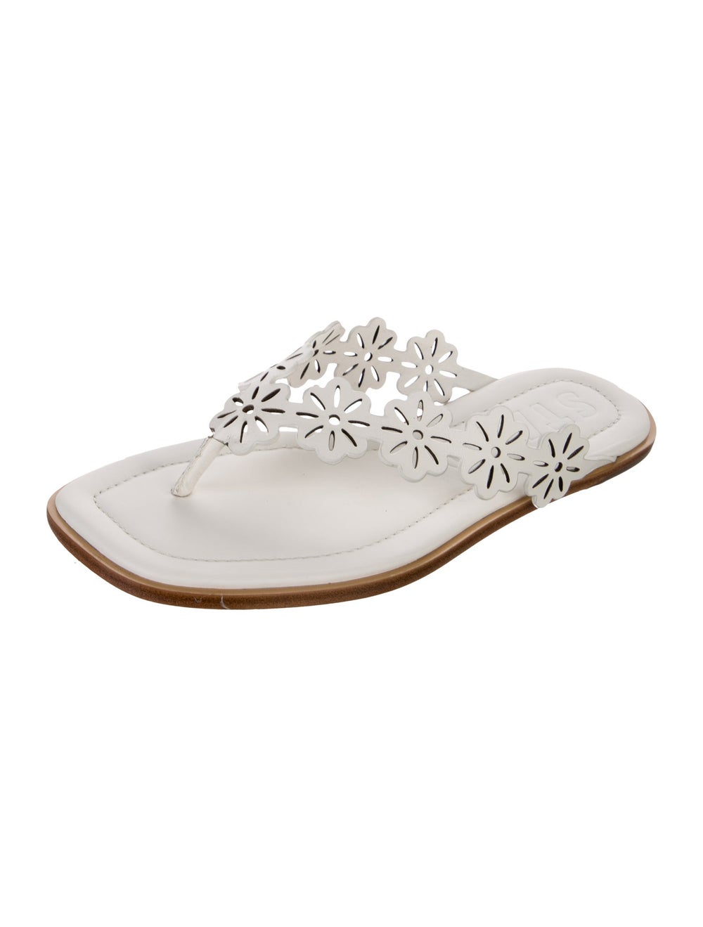 Staud Leather Slides White Patterned - image 2