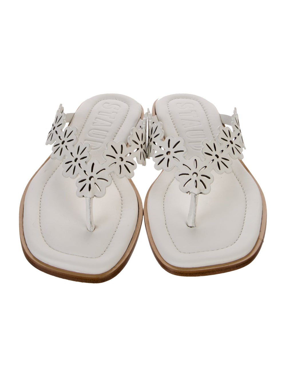 Staud Leather Slides White Patterned - image 3