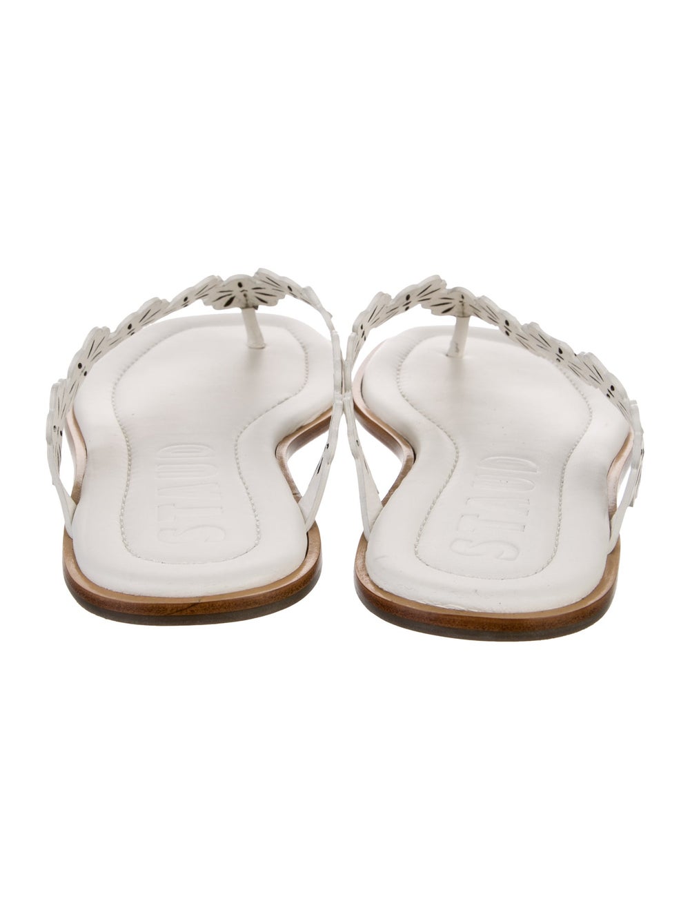 Staud Leather Slides White Patterned - image 4