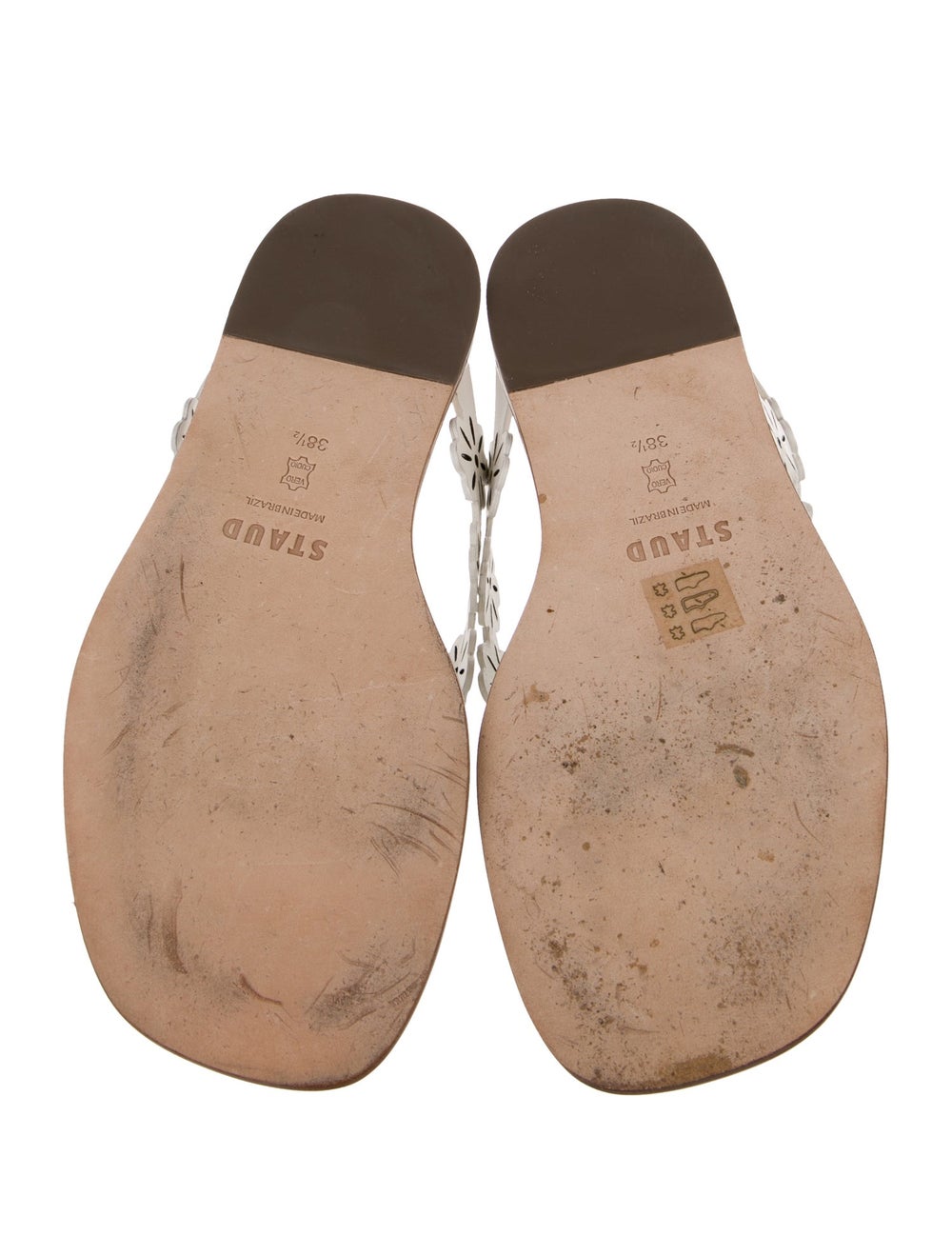 Staud Leather Slides White Patterned - image 5