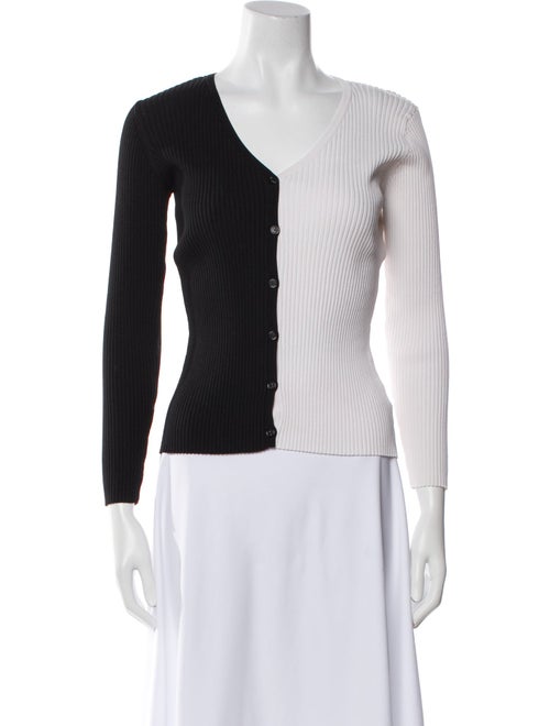 Staud Colorblock Pattern V-Neck Sweater