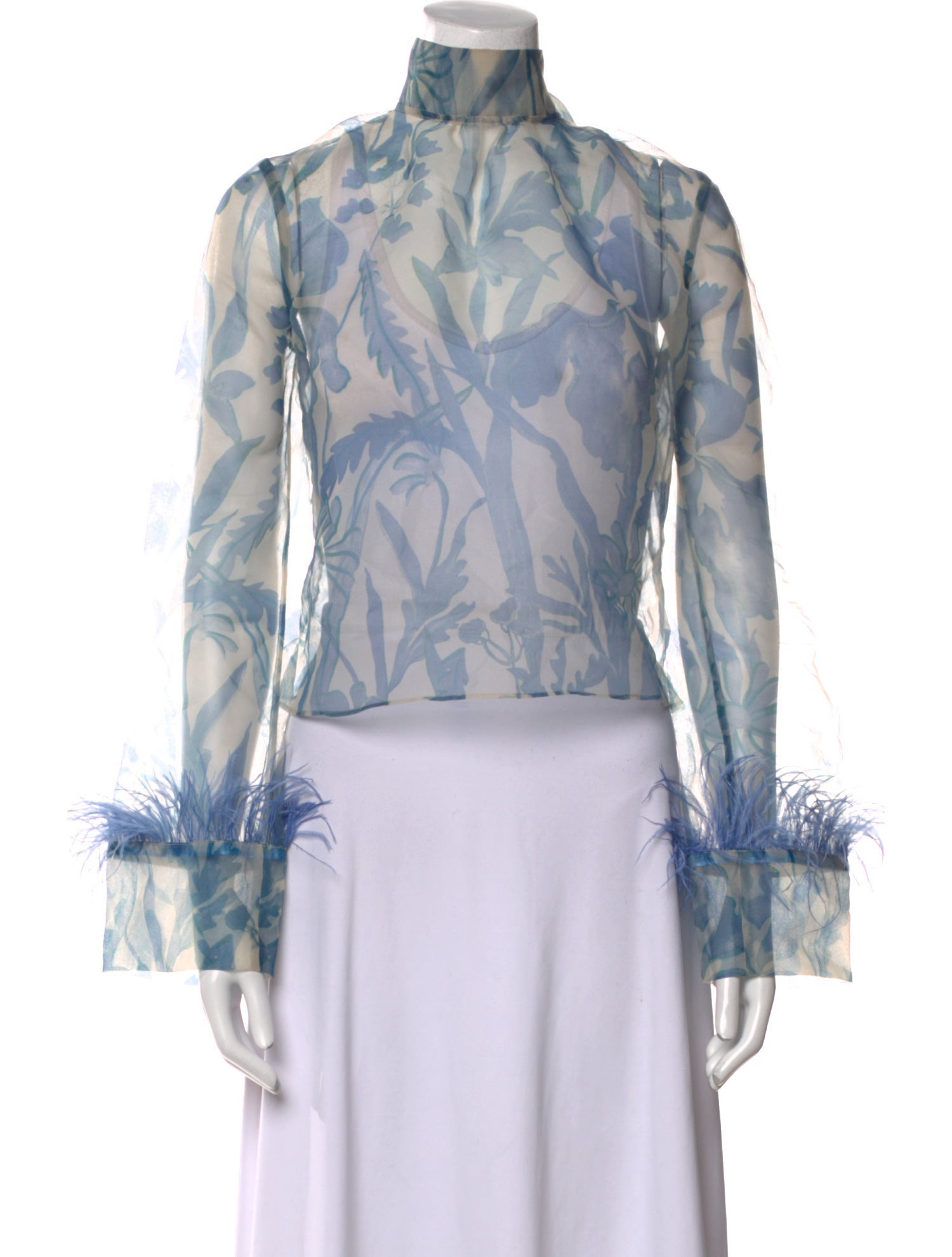 Staud Printed Mock Neck Blouse