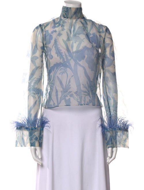 Staud Printed Mock Neck Blouse