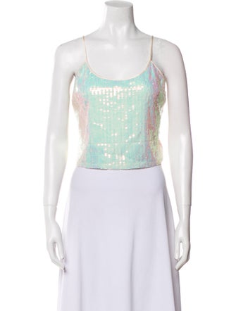 Staud Floral Print Scoop Neck Crop Top