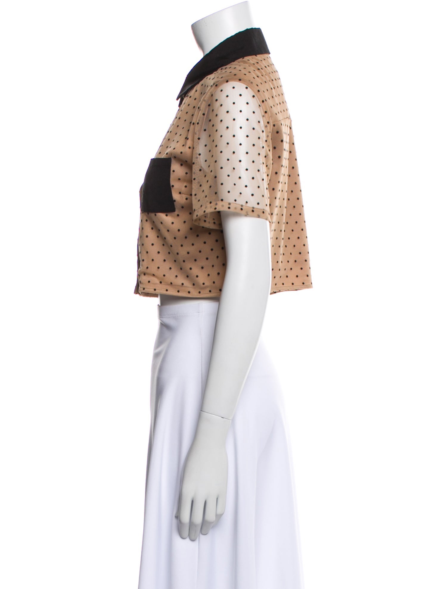 Staud Polka Dot Print Short Sleeve Crop Top