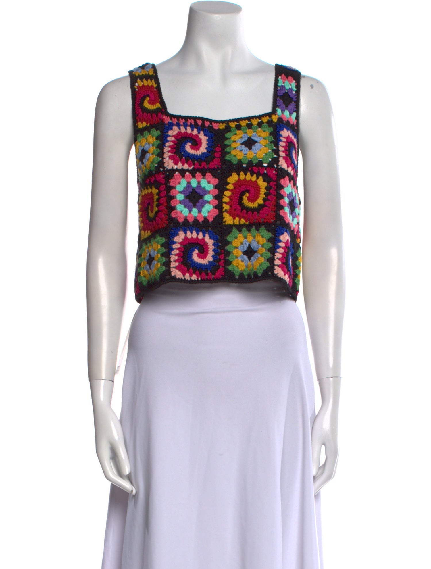 Staud Printed Square Neckline Crop Top