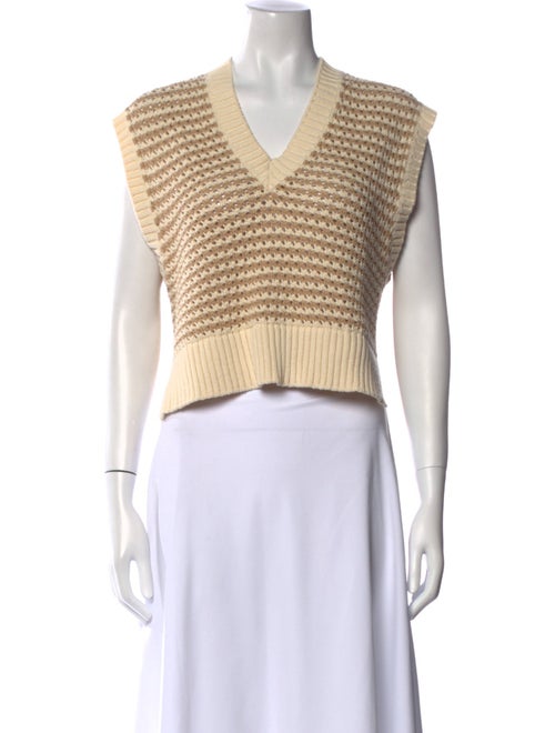 Staud Striped V-Neck Sweater