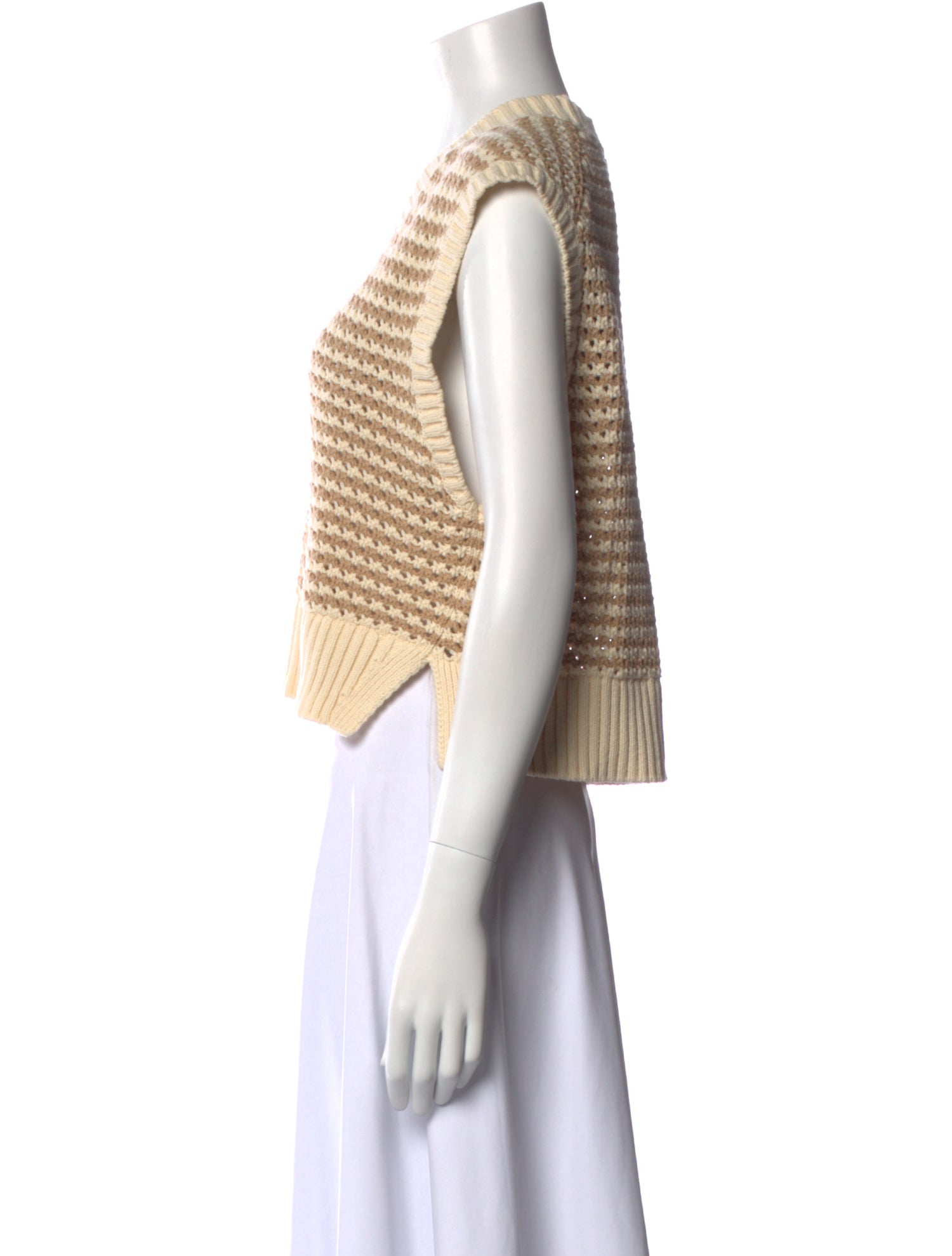 Staud Striped V-Neck Sweater