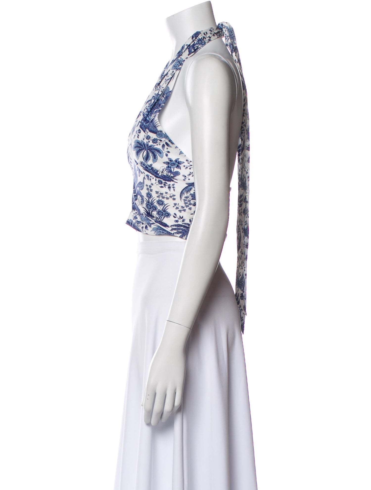 Staud Paisley Print V-Neck Crop Top