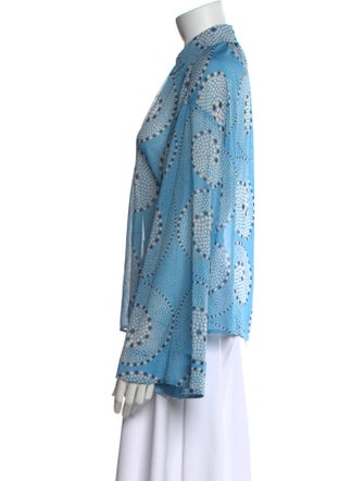 Staud Printed Tie Neck Button-Up Top