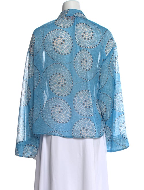 Staud Printed Tie Neck Button-Up Top