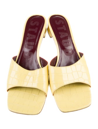 Staud Embossed Leather Slides