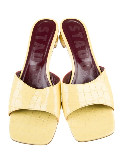 Staud Embossed Leather Slides