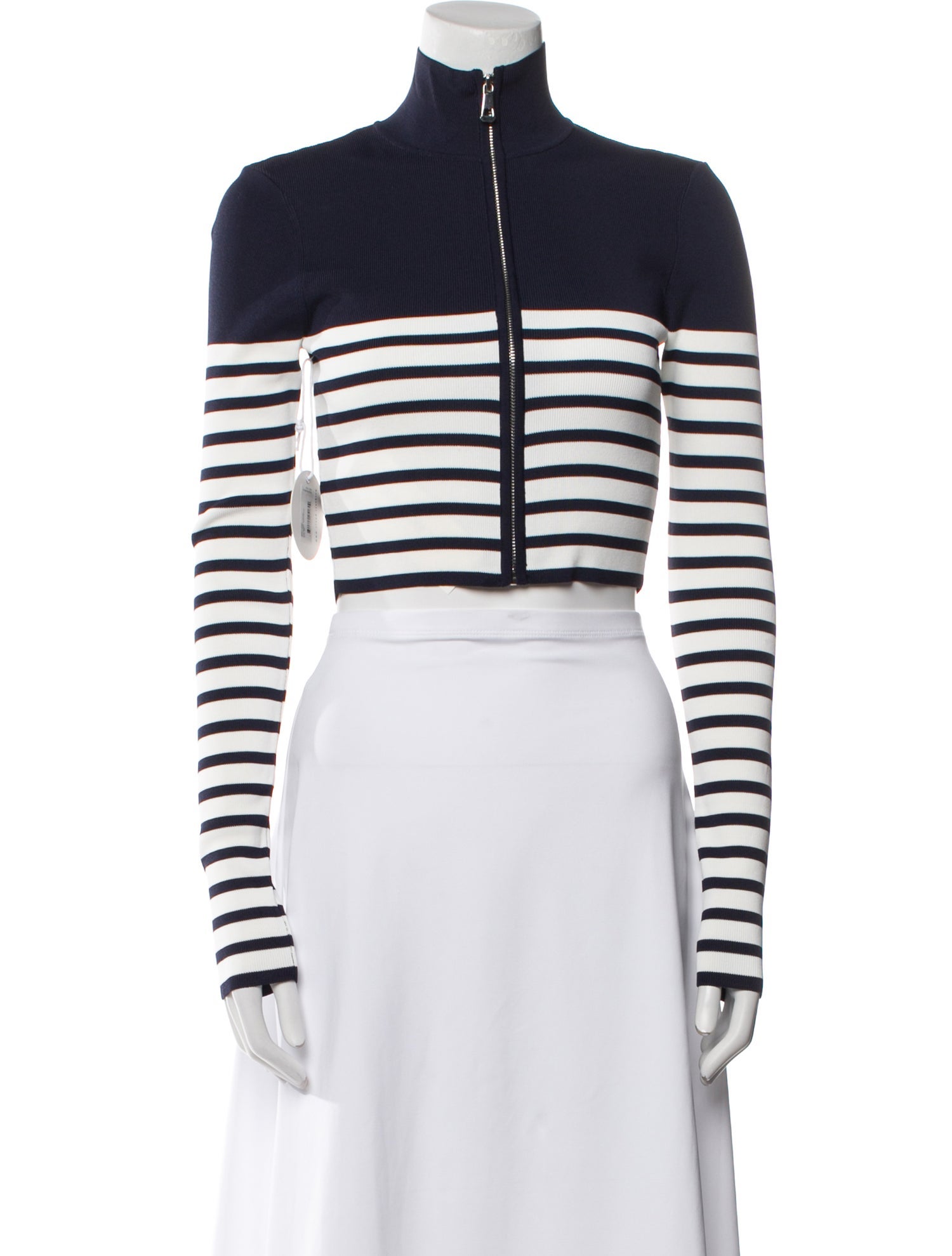 Staud Striped Mock Neck Crop Top