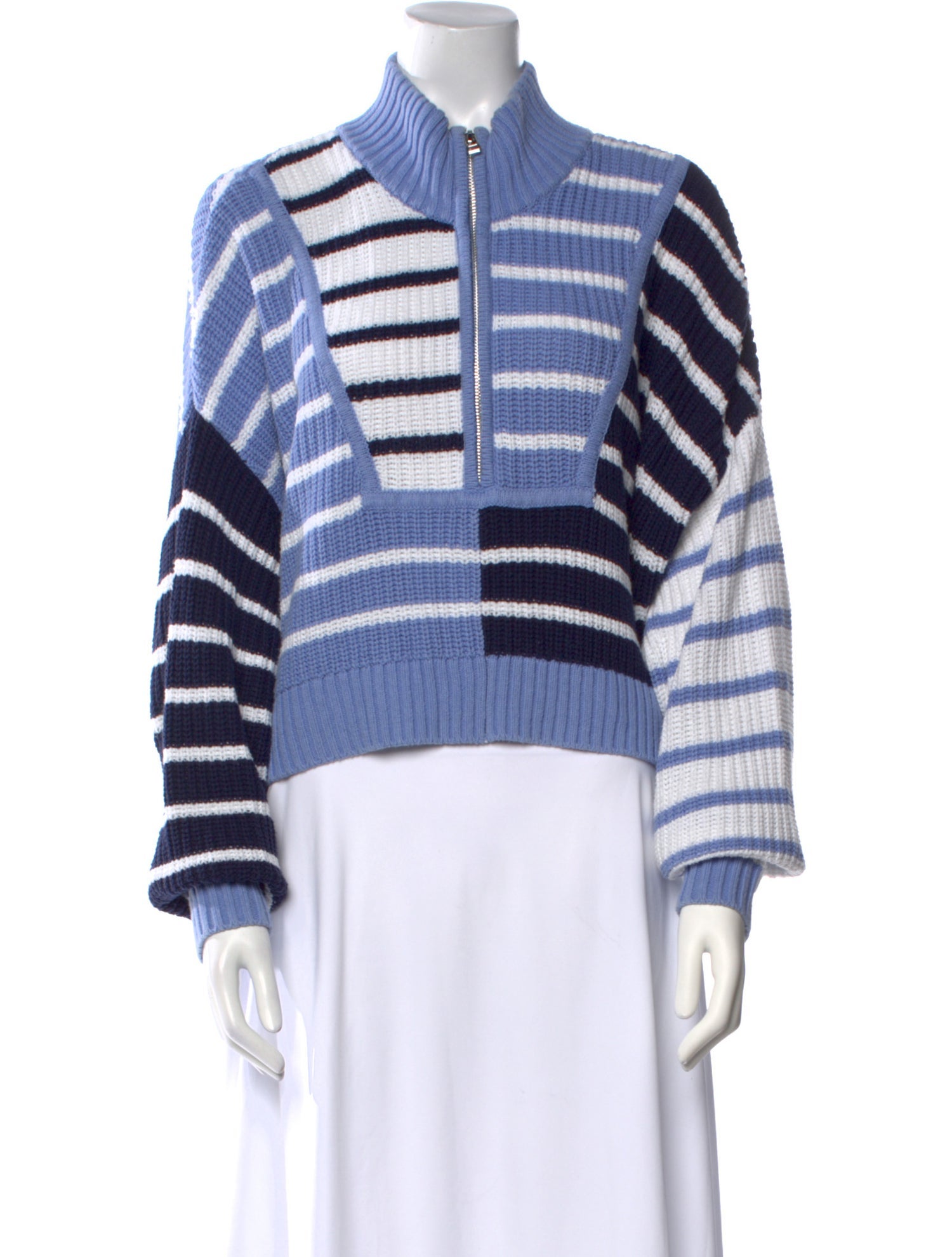Staud Striped Mock Neck Sweater