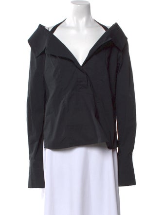 Staud V-Neck Long Sleeve Polo