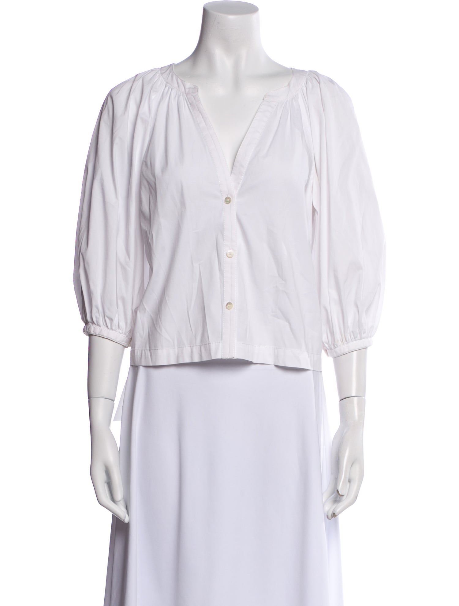 Staud V-Neck Three-Quarter Sleeve Crop Top