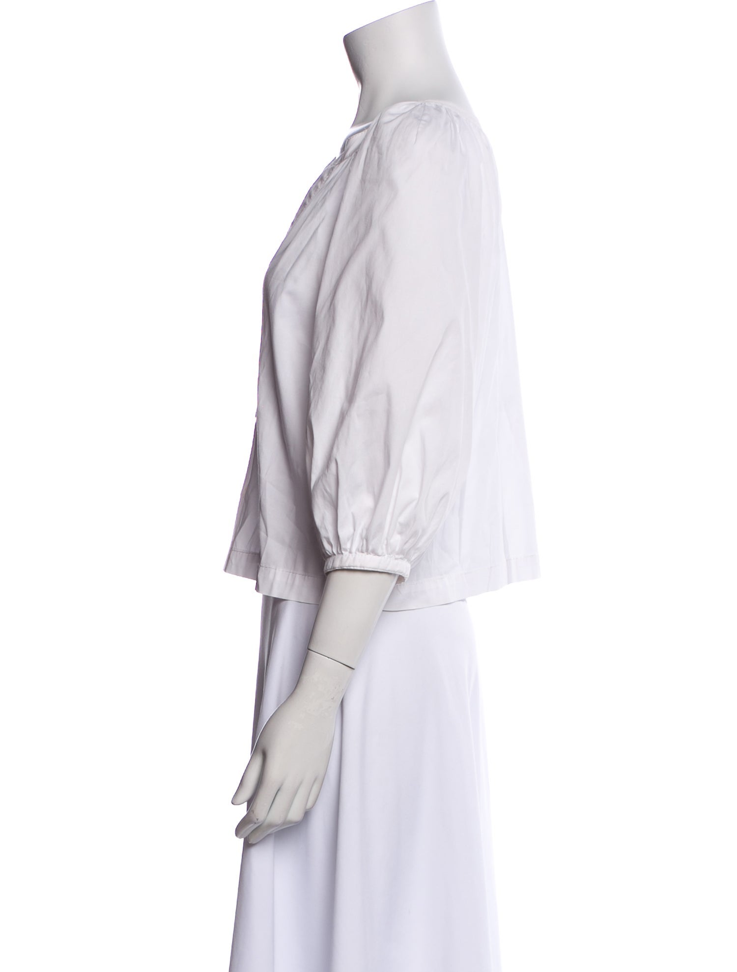 Staud V-Neck Three-Quarter Sleeve Crop Top