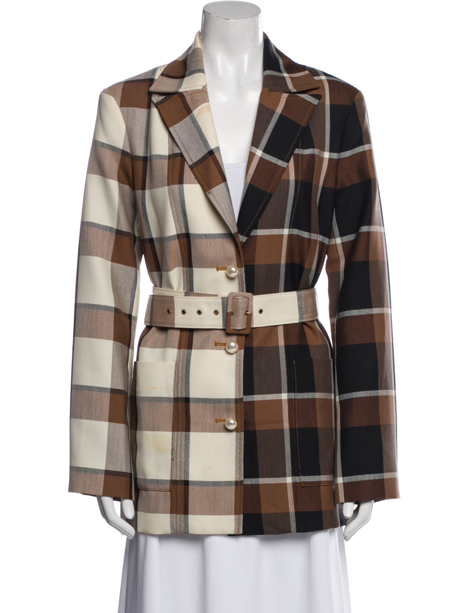 Staud Plaid Print Blazer