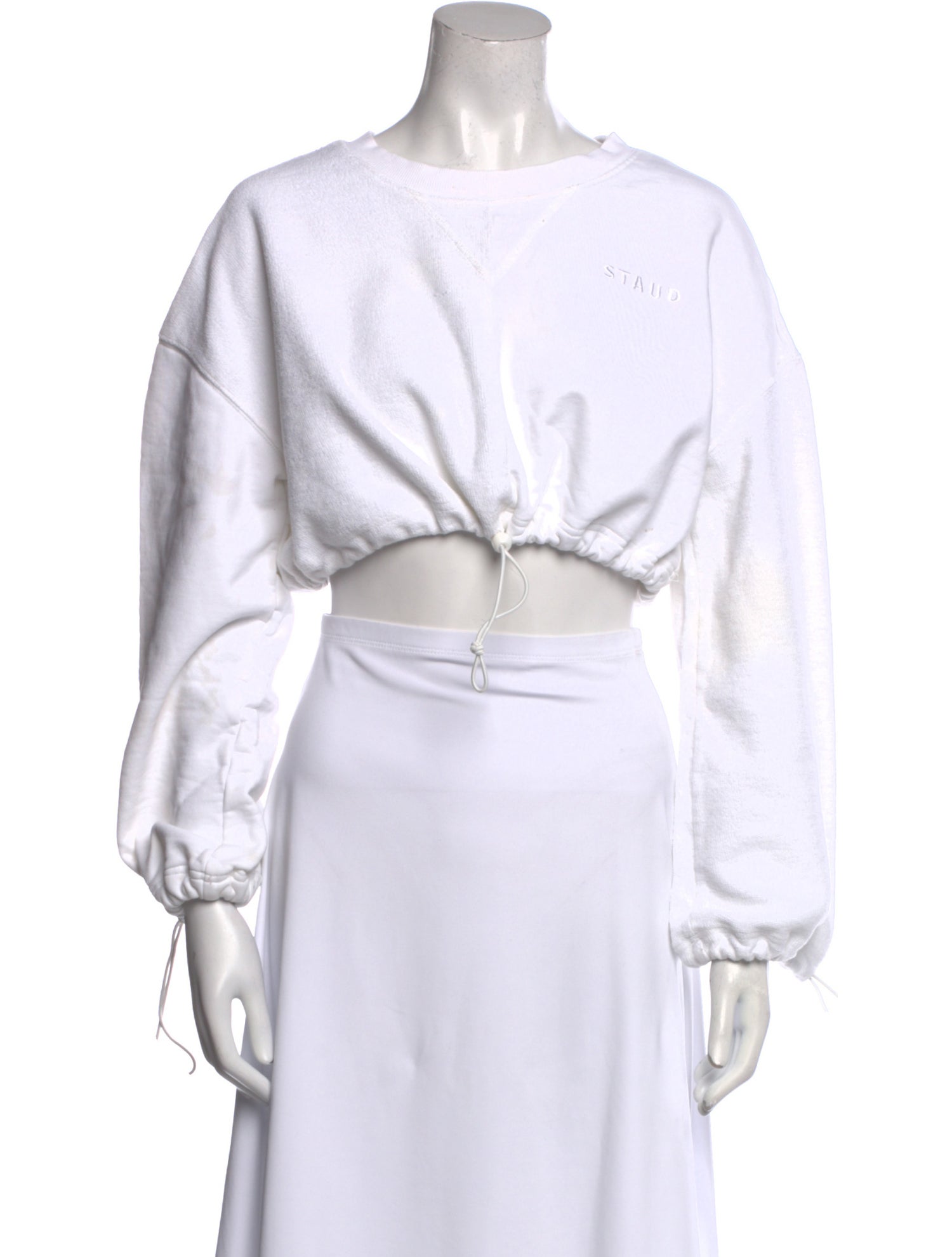 Staud Crew Neck Long Sleeve Crop Top