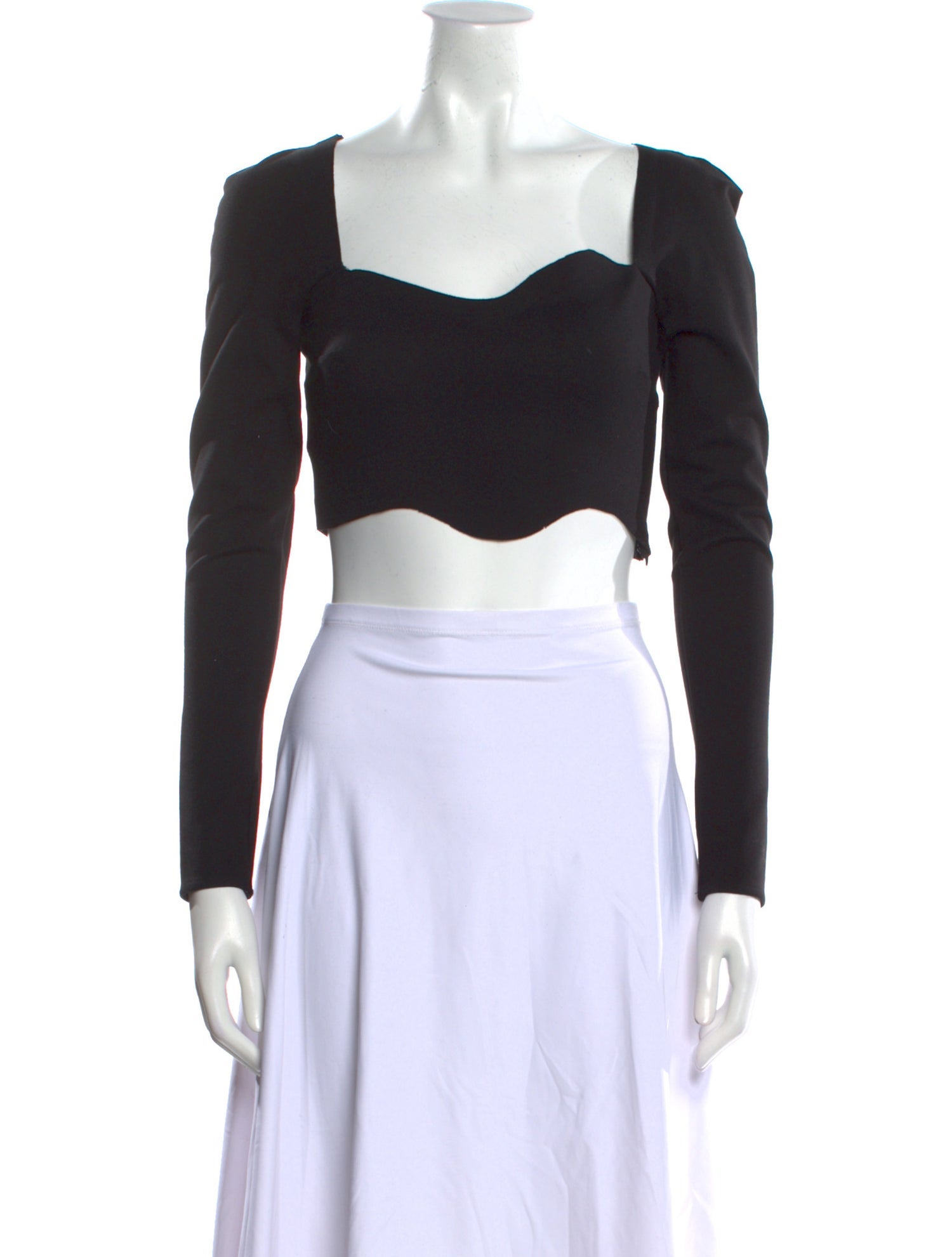 Staud Square Neckline Long Sleeve Crop Top