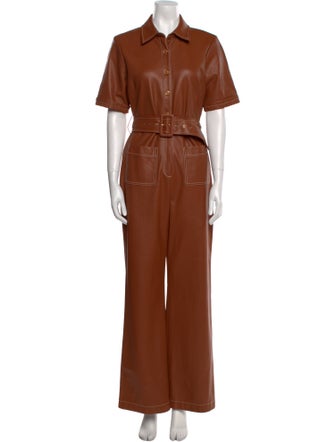 Staud Faux Leather Jumpsuit