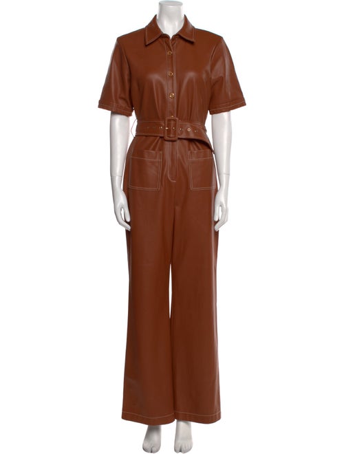 Staud Faux Leather Jumpsuit