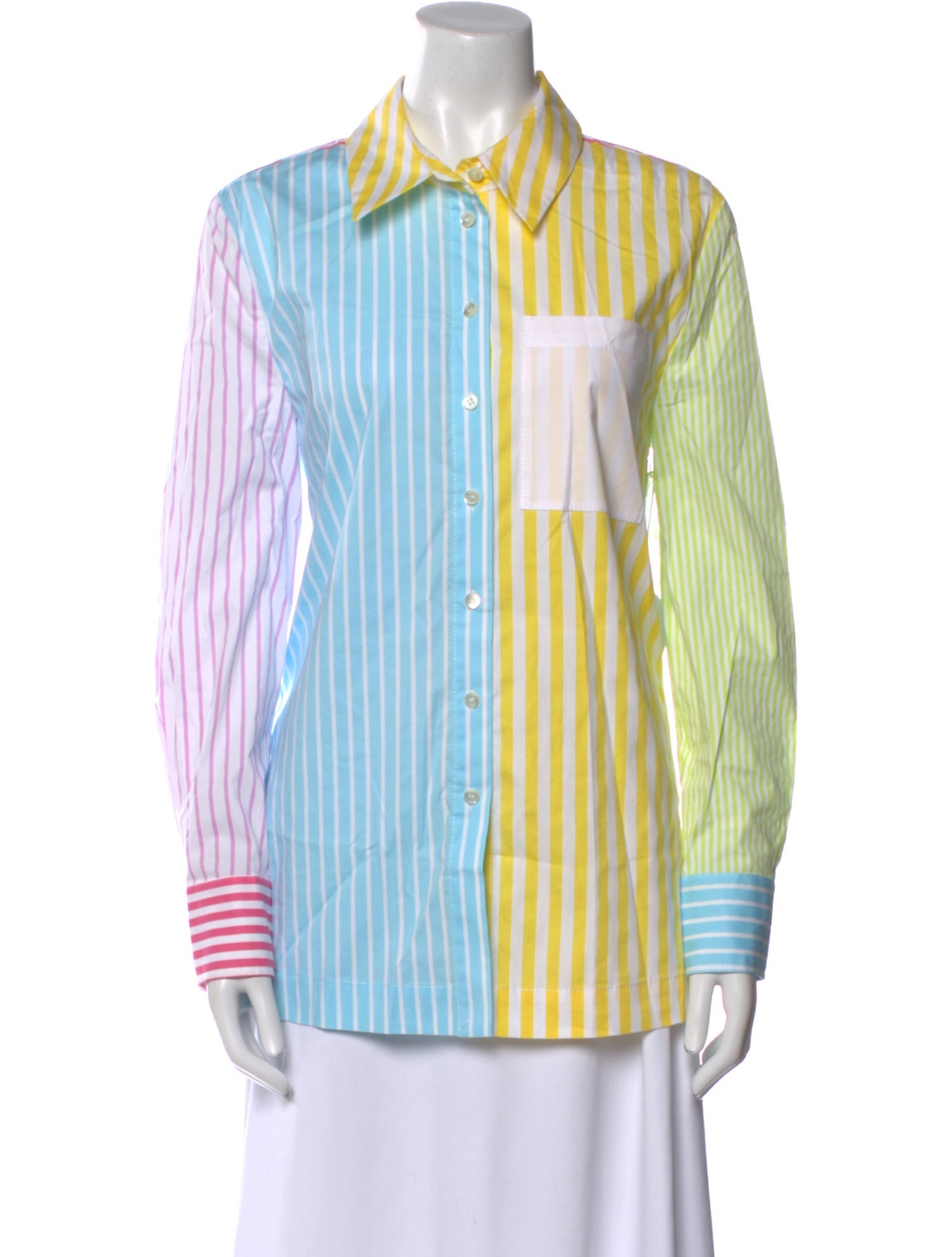 Staud Striped Long Sleeve Button-Up Top w/ Tags