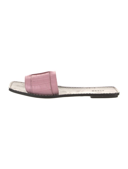Staud Embossed Leather Slides
