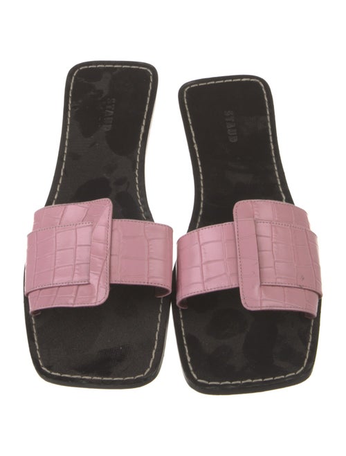 Staud Embossed Leather Slides