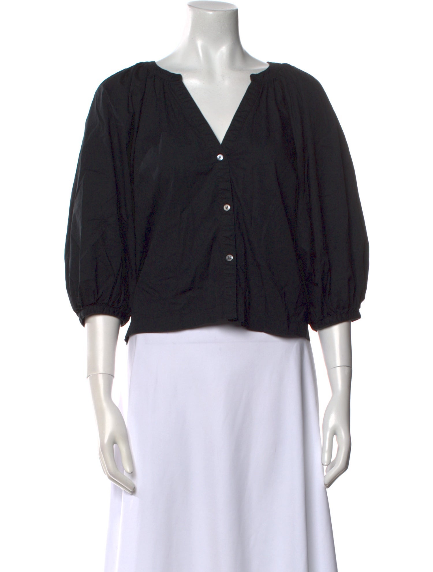 Staud V-Neck Three-Quarter Sleeve Crop Top