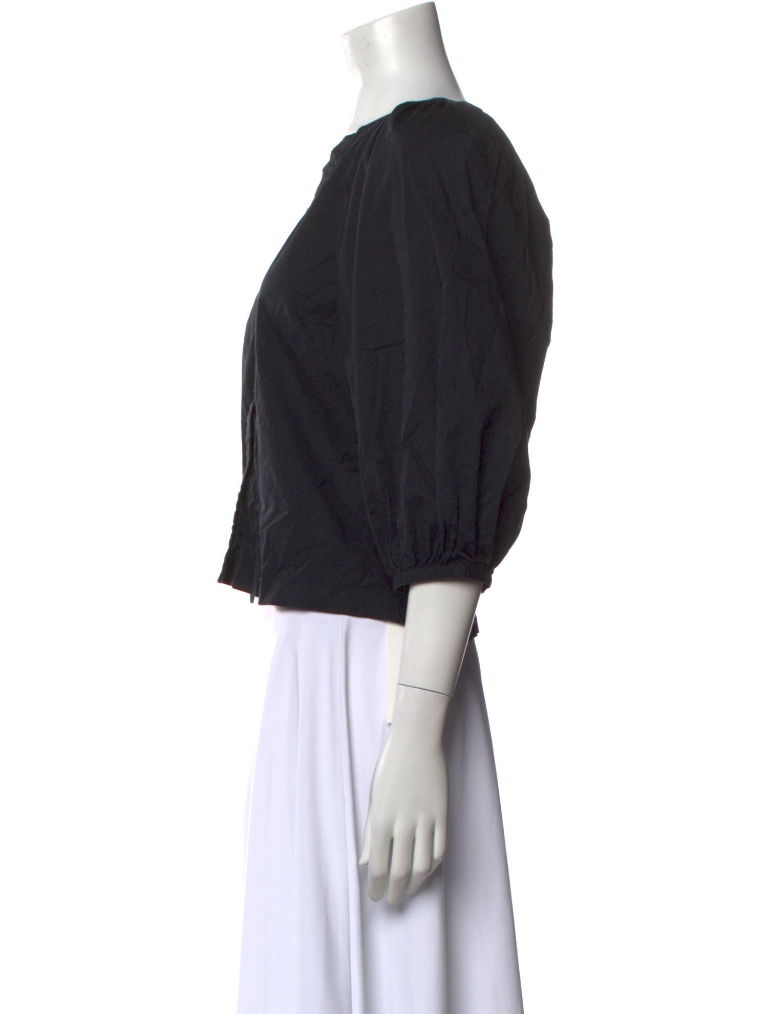 Staud V-Neck Three-Quarter Sleeve Crop Top