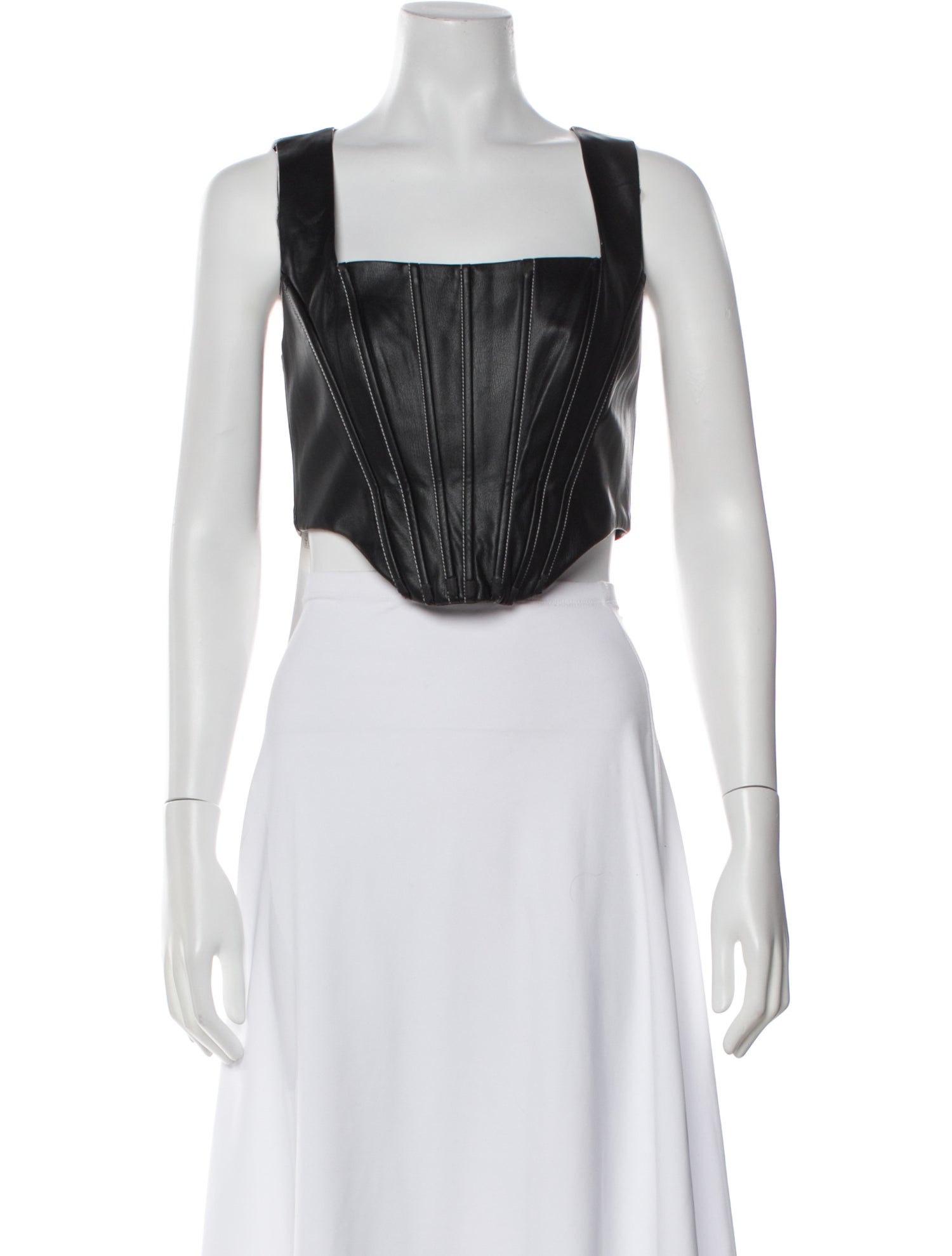 Staud Square Neckline Sleeveless Crop Top